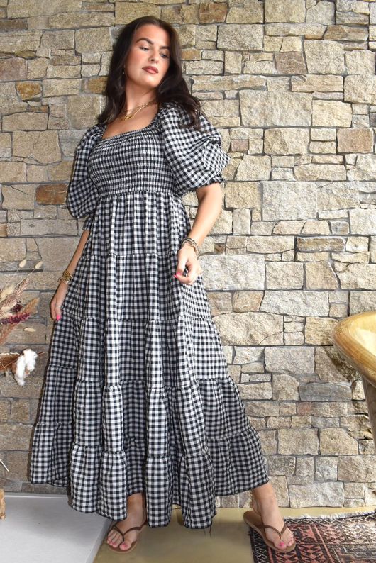 Nonni Gingham Darling Dress Black